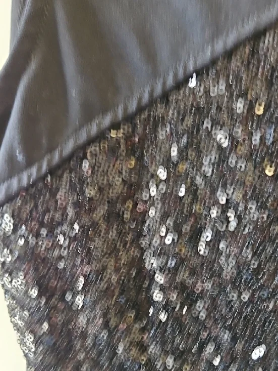 bebe Black Sequin Sleeveless Crop Top with Keyhole Sz Large - Picture 3 of 6